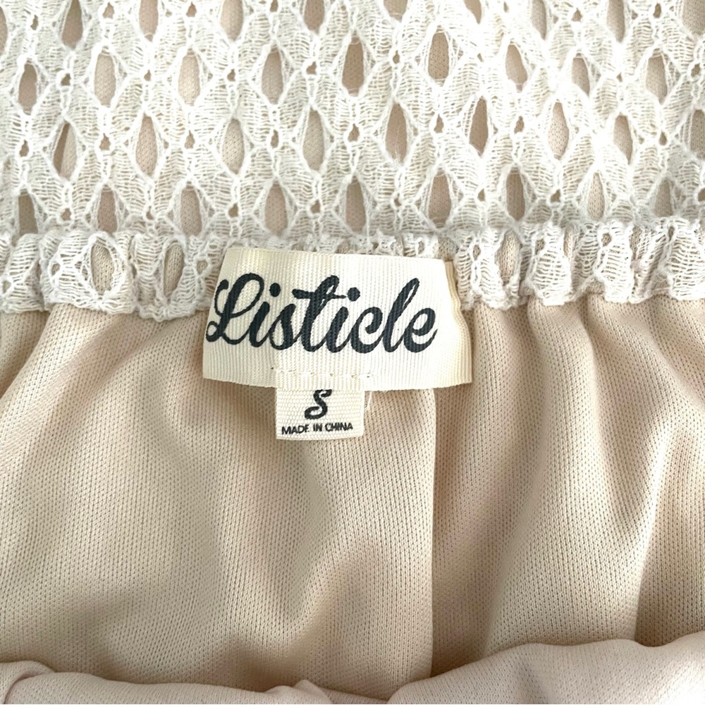 Listicle Size Small Off-The-Shoulder Open Weave Dress Lace Bell Sleeve Cream - Picture 12 of 14